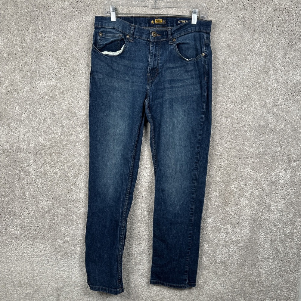 Rugby University Men's Jeans 32x*29 Denim Dark Wash Straight Leg Stretch